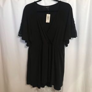 Black lace flutter sleeve babydoll top from Torrid